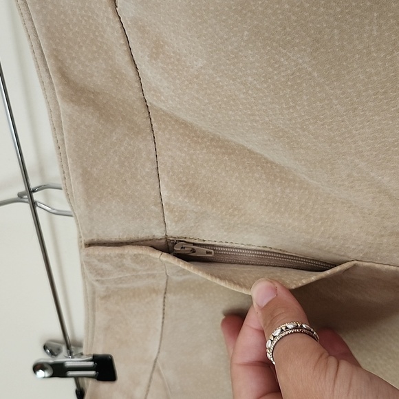 Newport News genuine leather beige Bootcut pants pockets women's size 4 - Picture 6 of 10